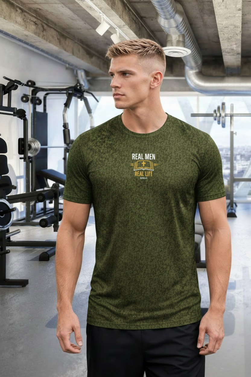 RMRL Digi Camo Olive Green Tee - Blonde Male Gym Floor Hero